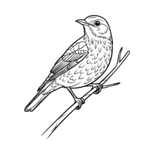 イソヒヨドリの無料塗り絵イラスト（知育・高齢者レク用）