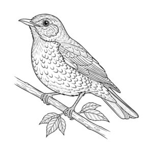 ツグミの無料塗り絵イラスト（知育・高齢者レク用）