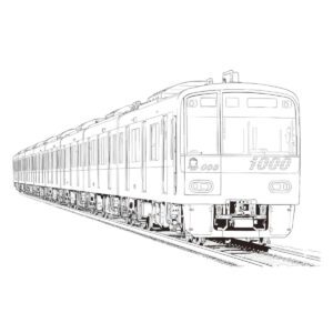 新1000形の無料塗り絵イラスト（知育・高齢者レク用）
