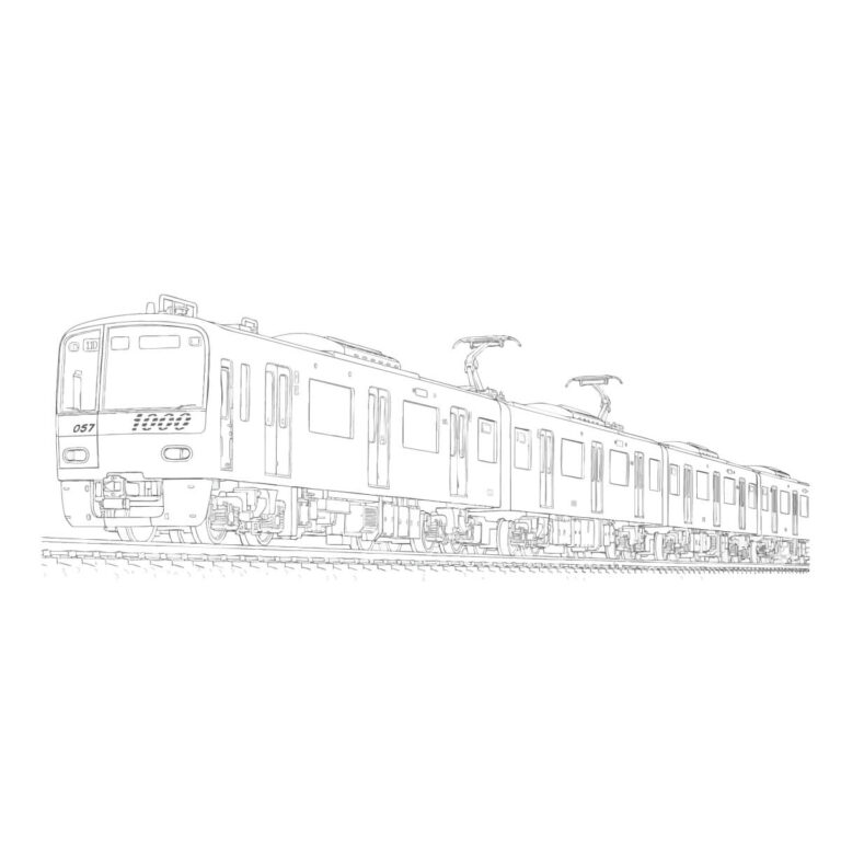 京浜急行電鉄（京急線）の無料塗り絵イラスト（知育・高齢者レク用）