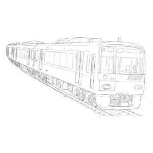 2100形の無料塗り絵イラスト（知育・高齢者レク用）