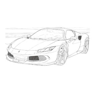 296GTBの無料塗り絵イラスト（知育・高齢者レク用）