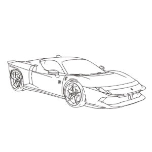 849 テスタロッサの無料塗り絵イラスト（知育・高齢者レク用）