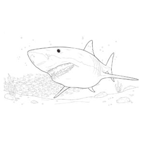 ホホジロザメ（ホオジロザメ）の無料塗り絵イラスト（知育・高齢者レク用）