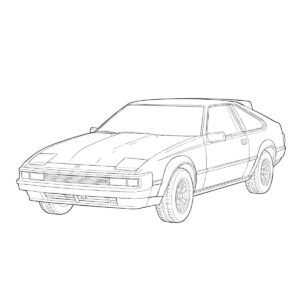 2代目（A60型）の無料塗り絵イラスト（知育・高齢者レク用）