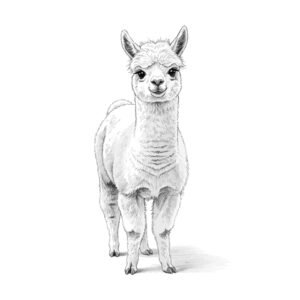 アルパカの無料塗り絵イラスト（知育・高齢者レク用）