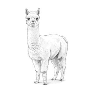 アルパカ２の無料塗り絵イラスト（知育・高齢者レク用）