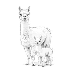 アルパカ３の無料塗り絵イラスト（知育・高齢者レク用）