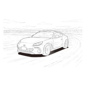 新型BRZ 3BA-ZD8 サーキットの無料塗り絵イラスト（知育・高齢者レク用）