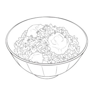 栗ご飯の無料塗り絵イラスト（知育・高齢者レク用）