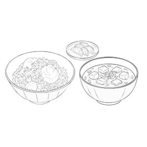 Free printable Chestnut rice set meal coloring page