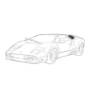 カウンタックの無料塗り絵イラスト（知育・高齢者レク用）