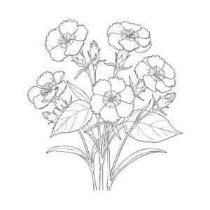 ナデシコの無料塗り絵イラスト（知育・高齢者レク用）