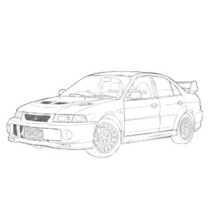 ランサーエボリューションの無料塗り絵イラスト（知育・高齢者レク用）