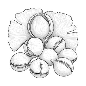 Free printable Ginkgo nuts coloring page