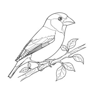 カワラヒワの無料塗り絵イラスト（知育・高齢者レク用）