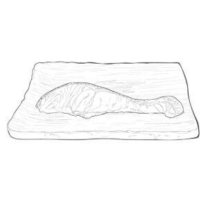 焼き鮭の無料塗り絵イラスト（知育・高齢者レク用）