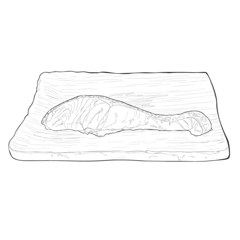 焼き鮭の無料塗り絵イラスト（知育・高齢者レク用）