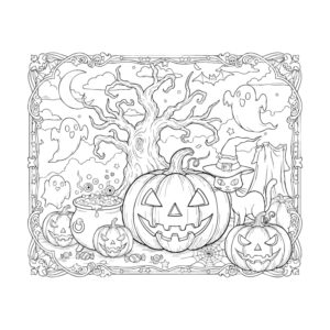 ハロウィン４の無料塗り絵イラスト（知育・高齢者レク用）
