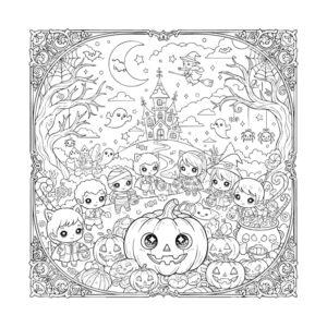 ハロウィン５の無料塗り絵イラスト（知育・高齢者レク用）