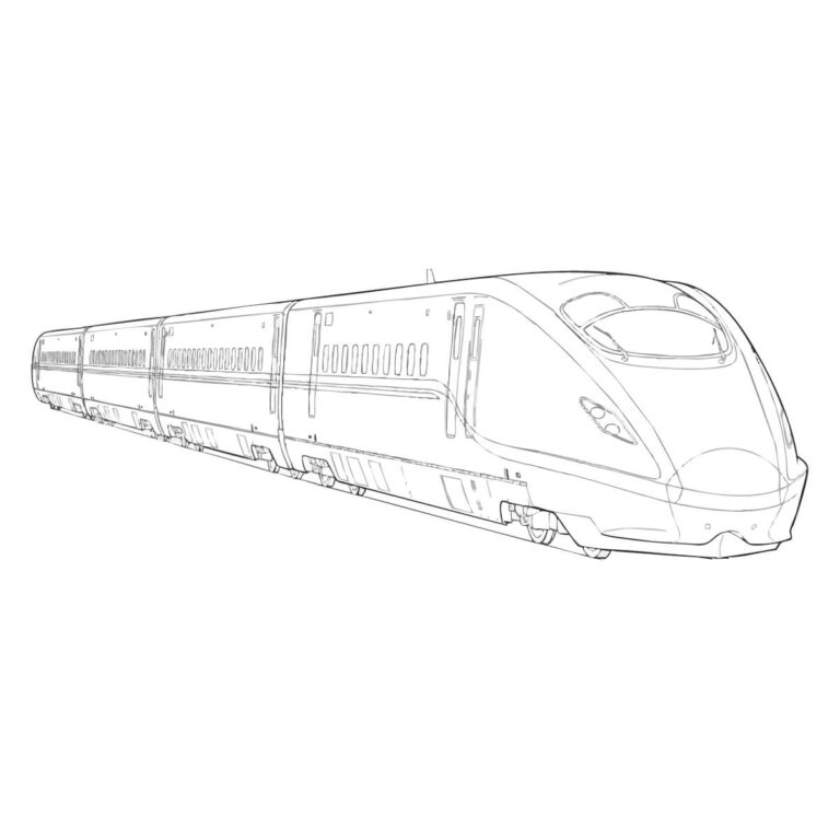 新幹線 E7系 / W7系の無料塗り絵イラスト（知育・高齢者レク用）