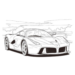 フェラーリの無料塗り絵イラスト（知育・高齢者レク用）
