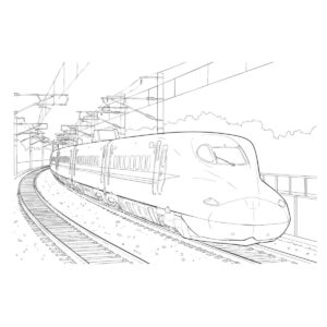 新幹線 N700系の無料塗り絵イラスト（知育・高齢者レク用）