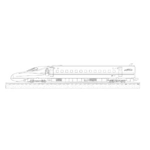 真横から見たN700系の無料塗り絵イラスト（知育・高齢者レク用）