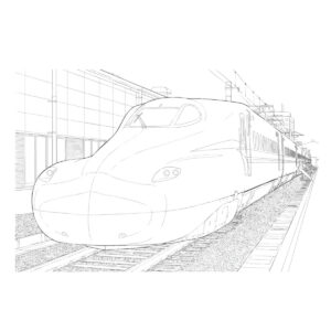 N700S　正面アップの無料塗り絵イラスト（知育・高齢者レク用）