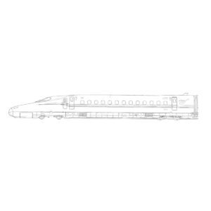横から見た N700Sの無料塗り絵イラスト（知育・高齢者レク用）