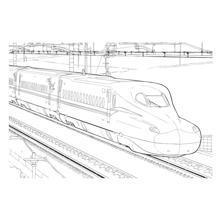 新幹線 N700Sの無料塗り絵イラスト（知育・高齢者レク用）