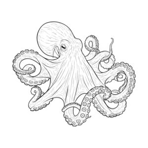 タコの無料塗り絵イラスト（知育・高齢者レク用）