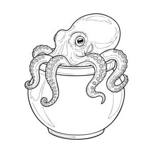 タコ３の無料塗り絵イラスト（知育・高齢者レク用）