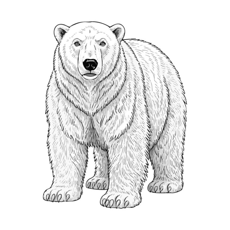 シロクマの無料塗り絵イラスト（知育・高齢者レク用）