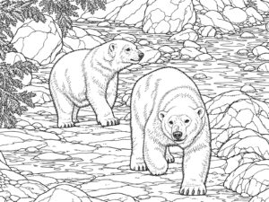 シロクマの無料塗り絵イラスト（知育・高齢者レク用）