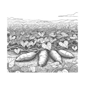 さつまいも３の無料塗り絵イラスト（知育・高齢者レク用）