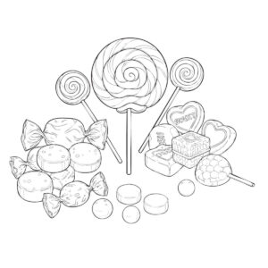 飴（キャンディ）の無料塗り絵イラスト（知育・高齢者レク用）