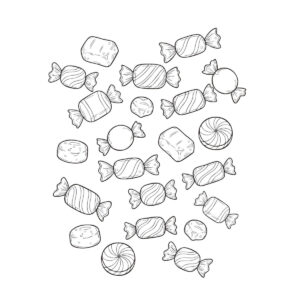 いろいろな棒なしの飴の無料塗り絵イラスト（知育・高齢者レク用）