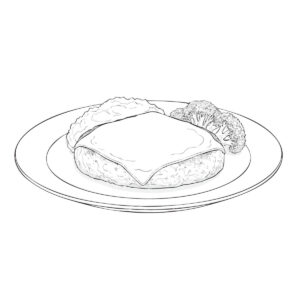Free printable Cheeseburger steak coloring page