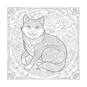 戌（いぬ）干支３の無料塗り絵イラスト（知育・高齢者レク用）