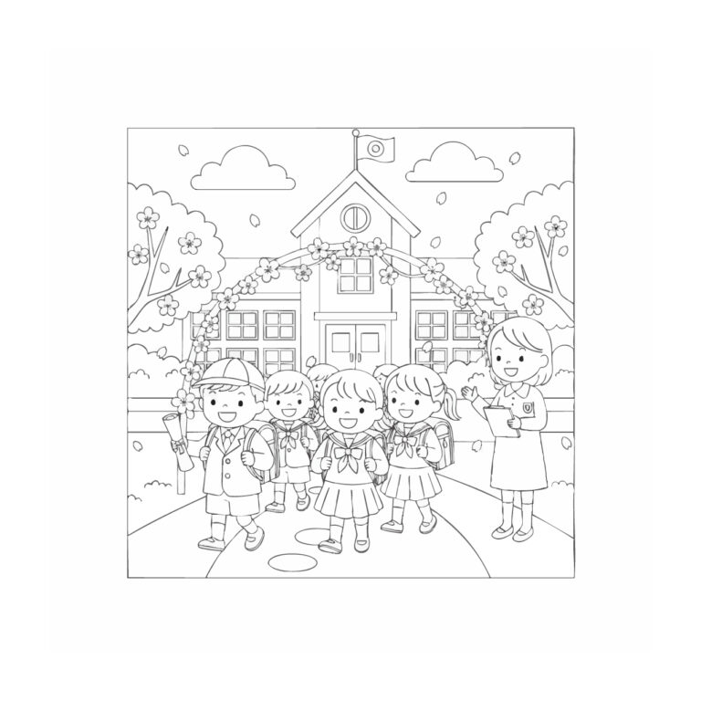 入園・入学の無料塗り絵イラスト（知育・高齢者レク用）