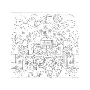 入園・入学２の無料塗り絵イラスト（知育・高齢者レク用）
