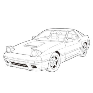 リトラが開いた FC3S（２代目）の無料塗り絵イラスト（知育・高齢者レク用）
