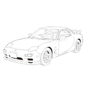 RX-7の無料塗り絵イラスト（知育・高齢者レク用）