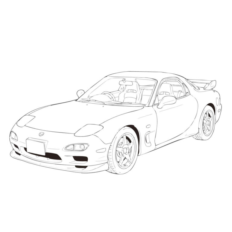 RX-7の無料塗り絵イラスト（知育・高齢者レク用）