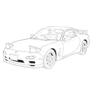 リトラが開いた FD3S（３代目）の無料塗り絵イラスト（知育・高齢者レク用）