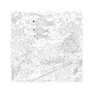 ゴールデンウィーク３の無料塗り絵イラスト（知育・高齢者レク用）