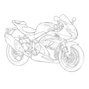 GSX-R1000Rの無料塗り絵イラスト（知育・高齢者レク用）