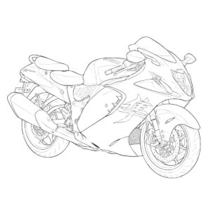 GSX1300R HAYABUSA (ハヤブサ)の無料塗り絵イラスト（知育・高齢者レク用）