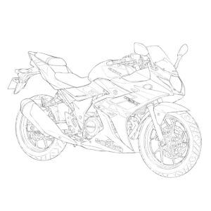 GSX250R 2023/2024年式の無料塗り絵イラスト（知育・高齢者レク用）